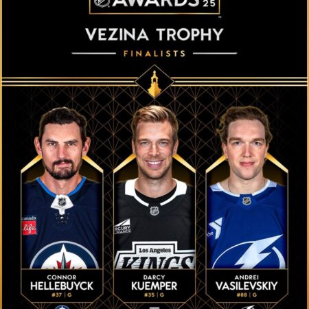 Финалисты Приза Везина 2025: Хеллебайк, Кемпер, Василевский